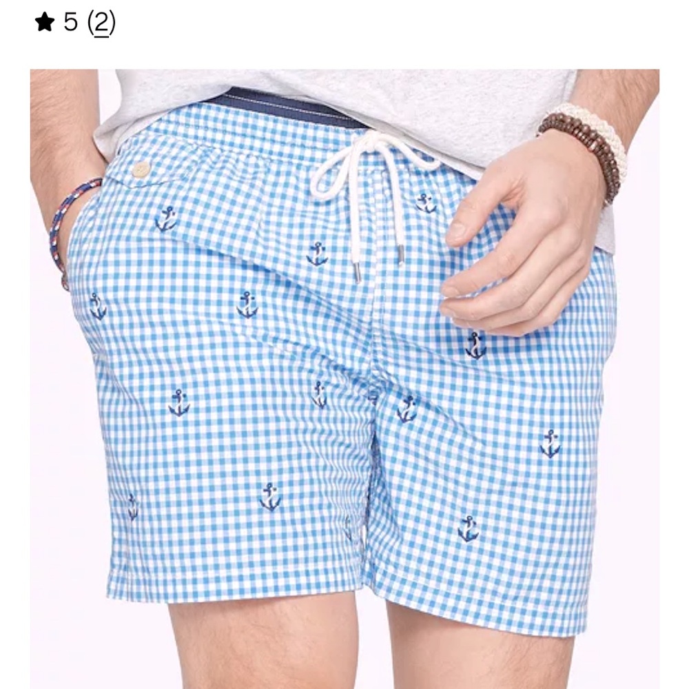 RALPH LAUREN POLO GINGHAM TRAVELER SWIM TRUNKS WITH ANCHORS SIZE XL LNC